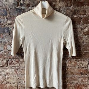 Theory Ivory Wool Turtleneck T-shirt Sweater Medium